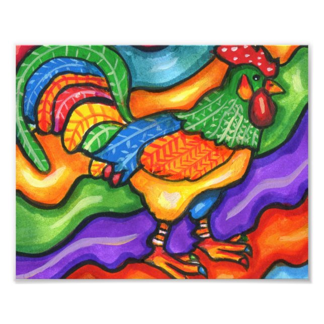 Abstract Rooster Bird Animal Colourful Art  Photo Print (Front)