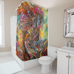Abstract Rooster Fantasy Shower Curtain