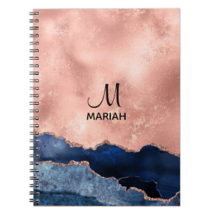 Abstract Rose and Navy Blue - Notebook for Her
