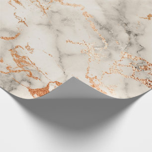 Abstract Rose Coral Blush Silver Grey Marble Stone Wrapping Paper