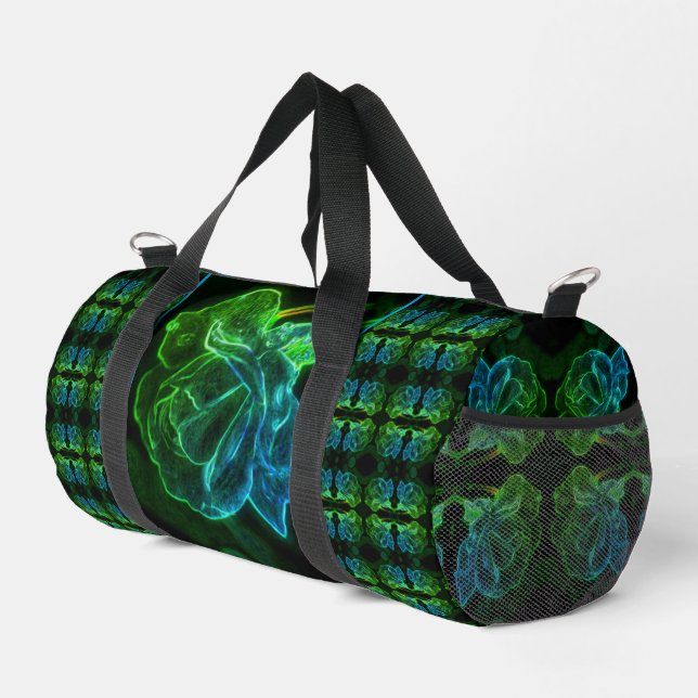 Abstract Rose Fantasy Flower Art Duffle Bag (Right Corner)