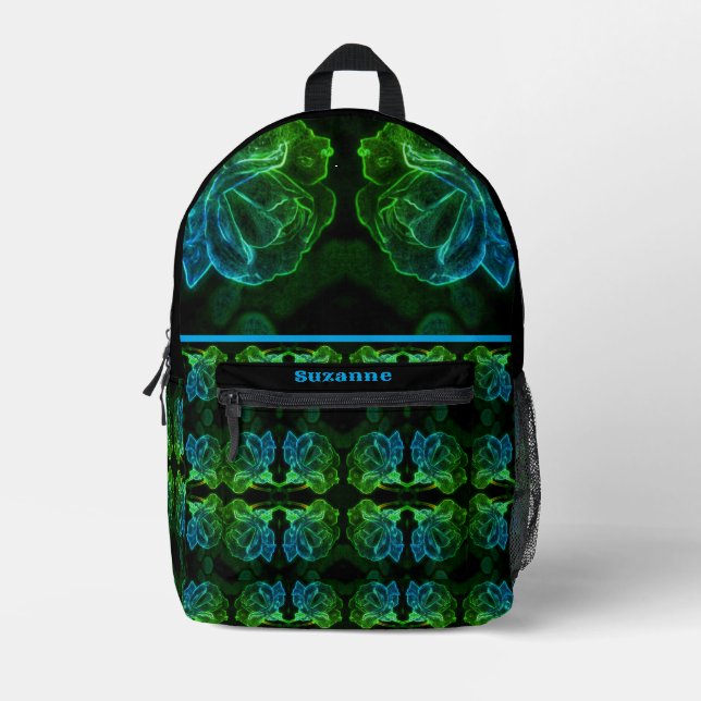 Abstract Rose Fantasy Flower Personalised Printed Backpack (Front)