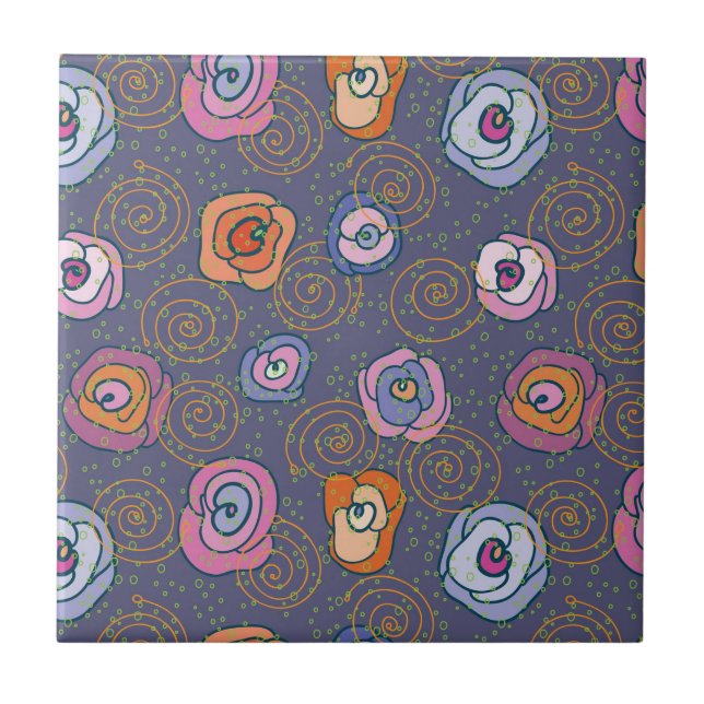 Abstract rose field pattern ceramic tile (Front)