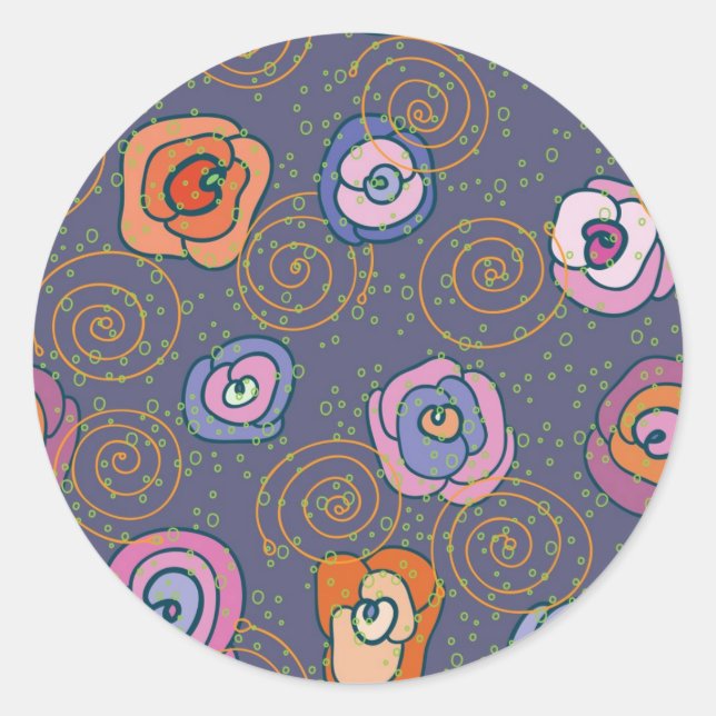 Abstract rose field pattern classic round sticker (Front)