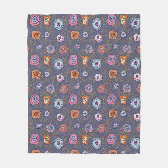 Abstract rose field pattern fleece blanket (Front)