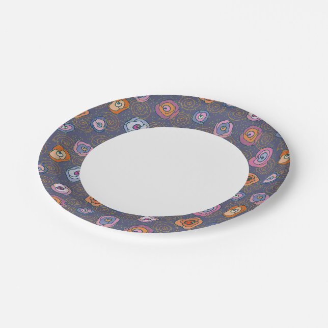 Abstract rose field pattern paper plate (Angled)