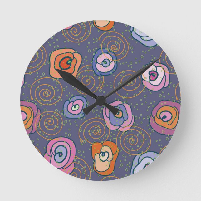 Abstract rose field pattern round clock (Front)