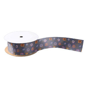 Abstract rose field pattern satin ribbon