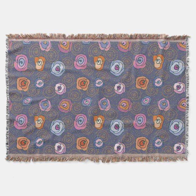 Abstract rose field pattern throw blanket (Front)