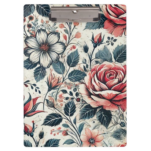 Abstract rose flower blooming design. Pattern with Clipboard (Front)