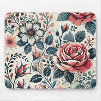 Abstract rose flower blooming design. Pattern with Mouse Pad