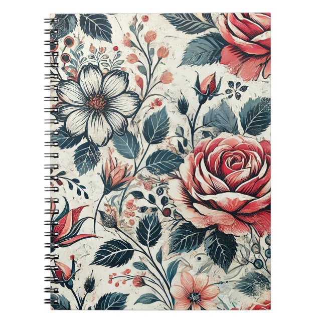 Abstract rose flower blooming design. Pattern with Notebook (Front)