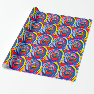 Abstract rose flower pop art wrapping paper