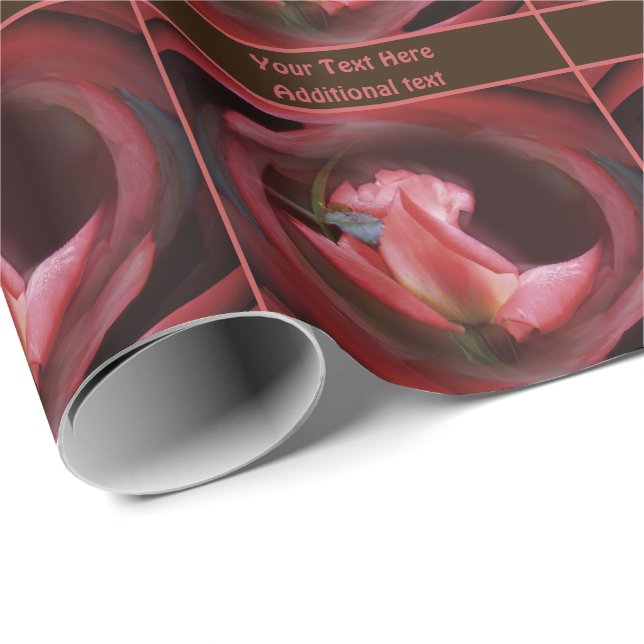 Abstract Rose Flower Vintage Personalised Wrapping Paper (Roll Corner)