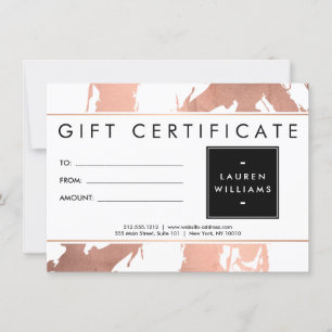 Abstract Rose Gold Brushstrokes on White Gift Card