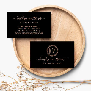 Abstract Rose Gold Circles Monongram Business Card