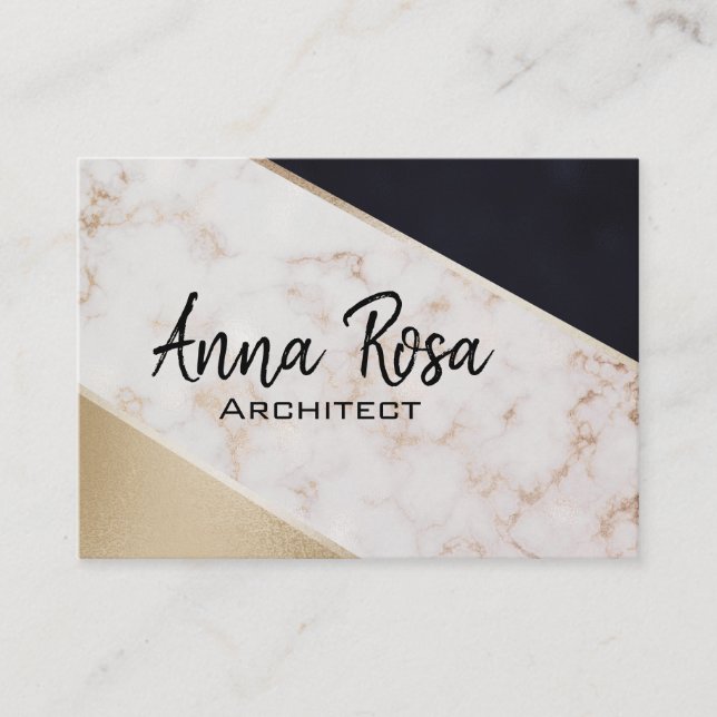*~* Abstract Rose Gold Foil Geometric Colour Block Business Card (Front)
