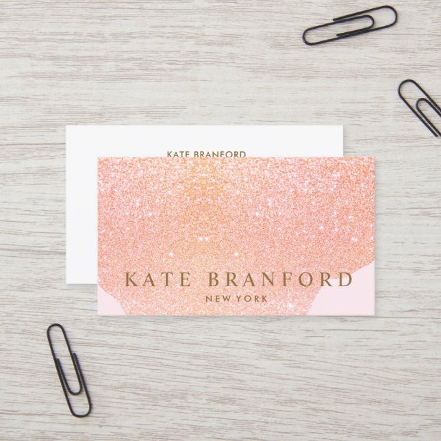 Abstract Rose Gold Glitter Rose Gold Beauty Salon Business Card (Front/Back In Situ)
