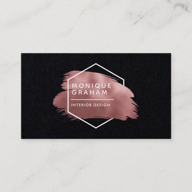 Abstract Rose Gold Logo Business Card (Front)
