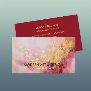 Abstract Rose Pink Paint Gold Business Card
