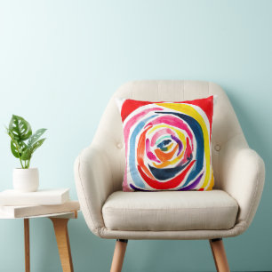 Abstract rose watercolor pop art cushion