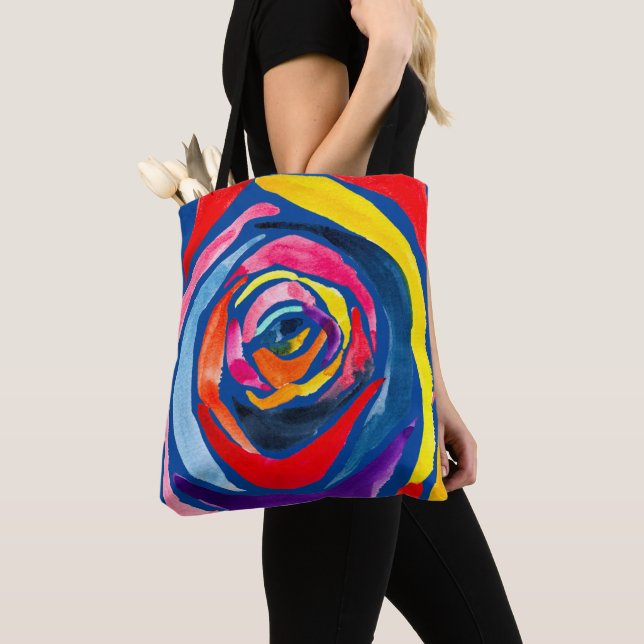 Abstract rose watercolor pop art tote bag (Close Up)