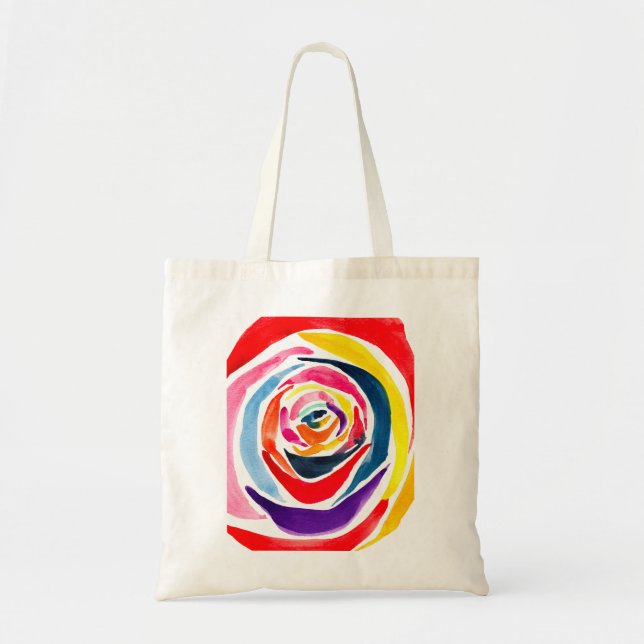 Abstract rose watercolor pop art tote bag (Front)
