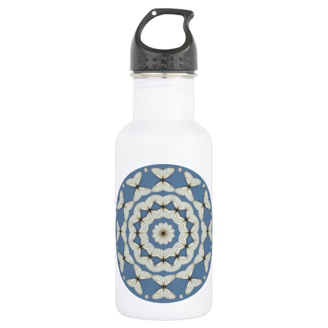 Abstract rose with butterflies 532 ml water bottle (Front)