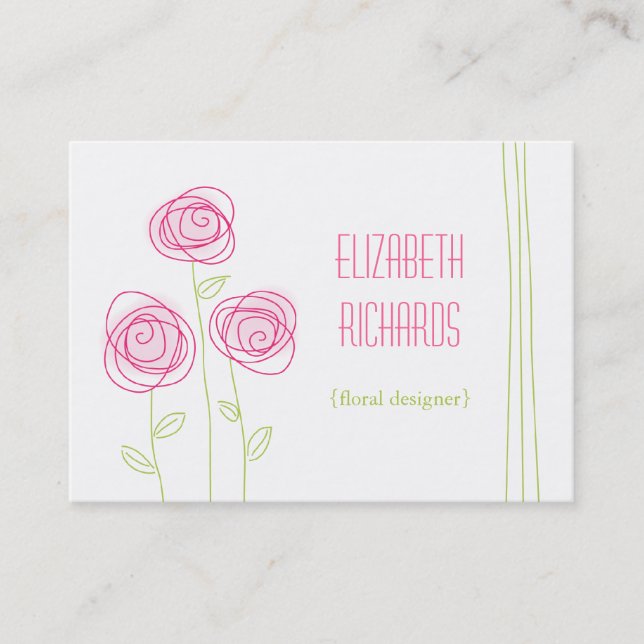 Abstract Roses Chubby Business Card (Front)
