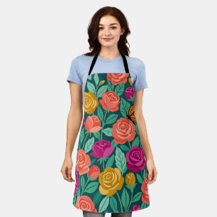 Abstract Roses Garden Butterfly Apron