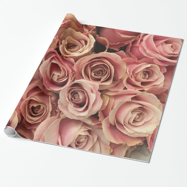 Abstract Roses Garden Elegant Floral  Wrapping Paper (Unrolled)