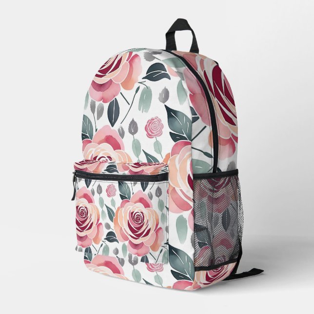 Abstract Roses In Pastel Colors  Printed Backpack (Back Corner Right)