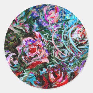 Abstract roses in pink and turquoise - stickers