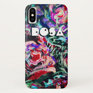 Abstract roses in red and turqoise iPhone case