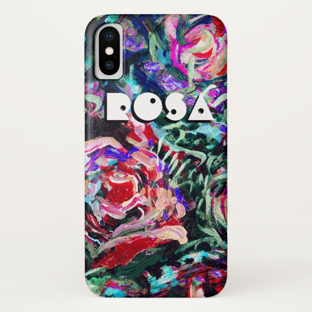 Abstract roses in red and turqoise iPhone case (Back)