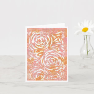 Abstract Roses on Coral and Pink Card