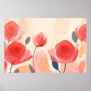 Abstract roses painting poster