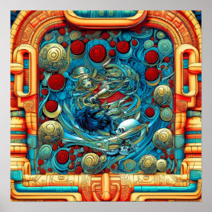 Abstract Roses Witchy Colourful AI Art Matte Value Poster