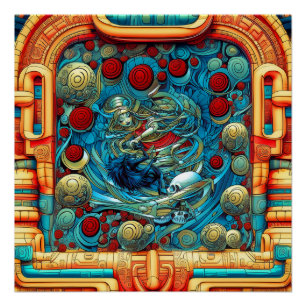 Abstract Roses Witchy Colourful AI Art Semi-Gloss Poster