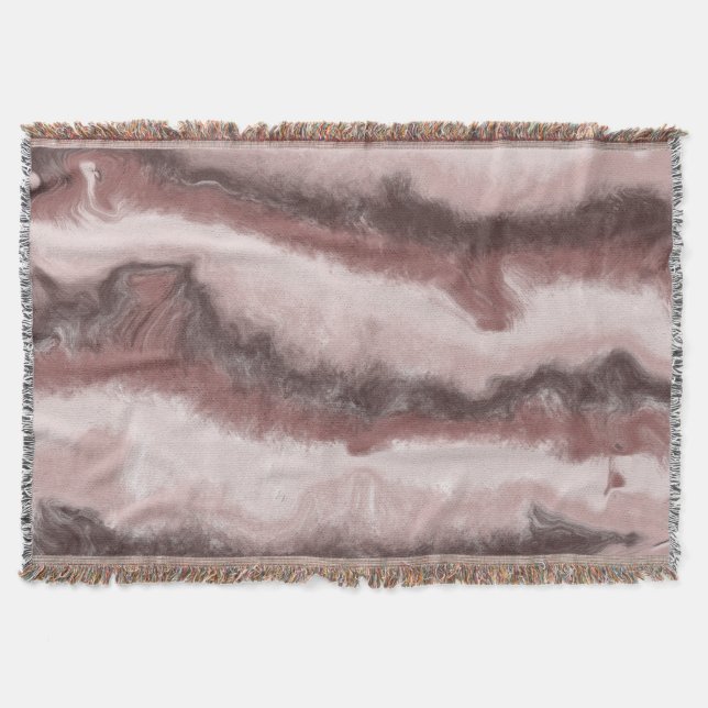 Abstract Rosewood Mineral Liquid Art Throw Blanket (Front)