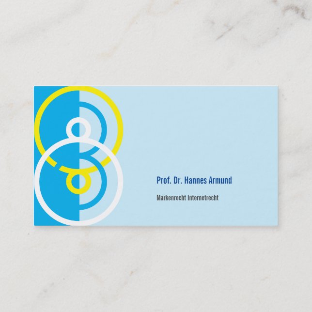 Abstract round logo blue yellow business card (Back)