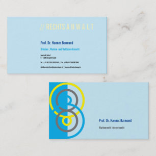 Abstract round logo blue yellow business card