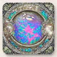 Abstract Round Painted Opal Gemstone