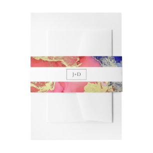 Abstract Ruby Red with Purple and Gold Wedding Invitation Belly Band