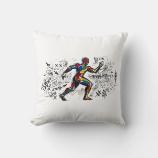 Abstract Runner Graffiti Street Art Cushion
