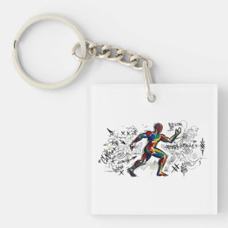 Abstract Runner Graffiti Street Art Key Ring