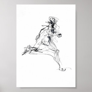 Abstract Runner Sketch Poster