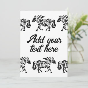Abstract Running Horse Woodblock Print with Text Invitation