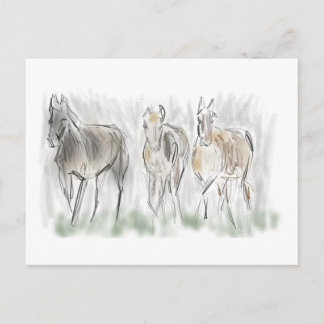 Abstract Running Horses Postcard