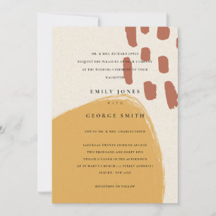 ABSTRACT RUST ORANGE KRAFT SCANDI WEDDING INVITE